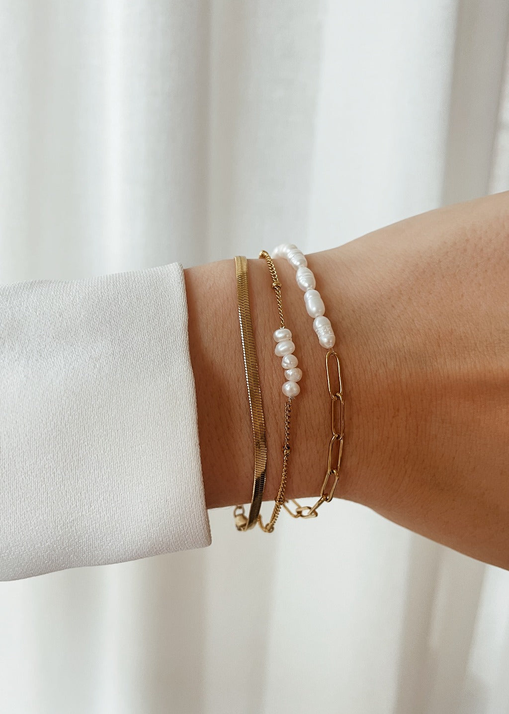 Natuurlijke parelarmband, Elegante parel armband