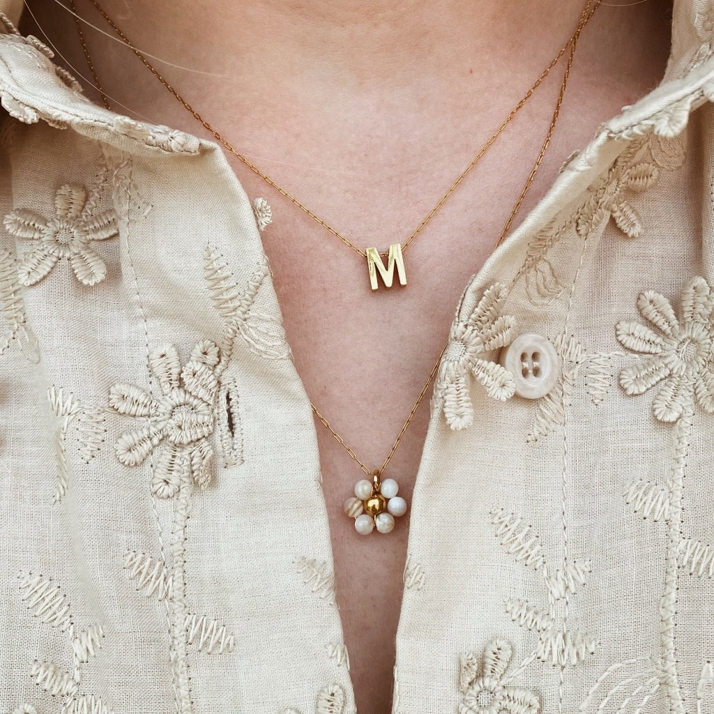 Gouden monogram ketting, Gouden naamketting, Gouden hanger met initialen