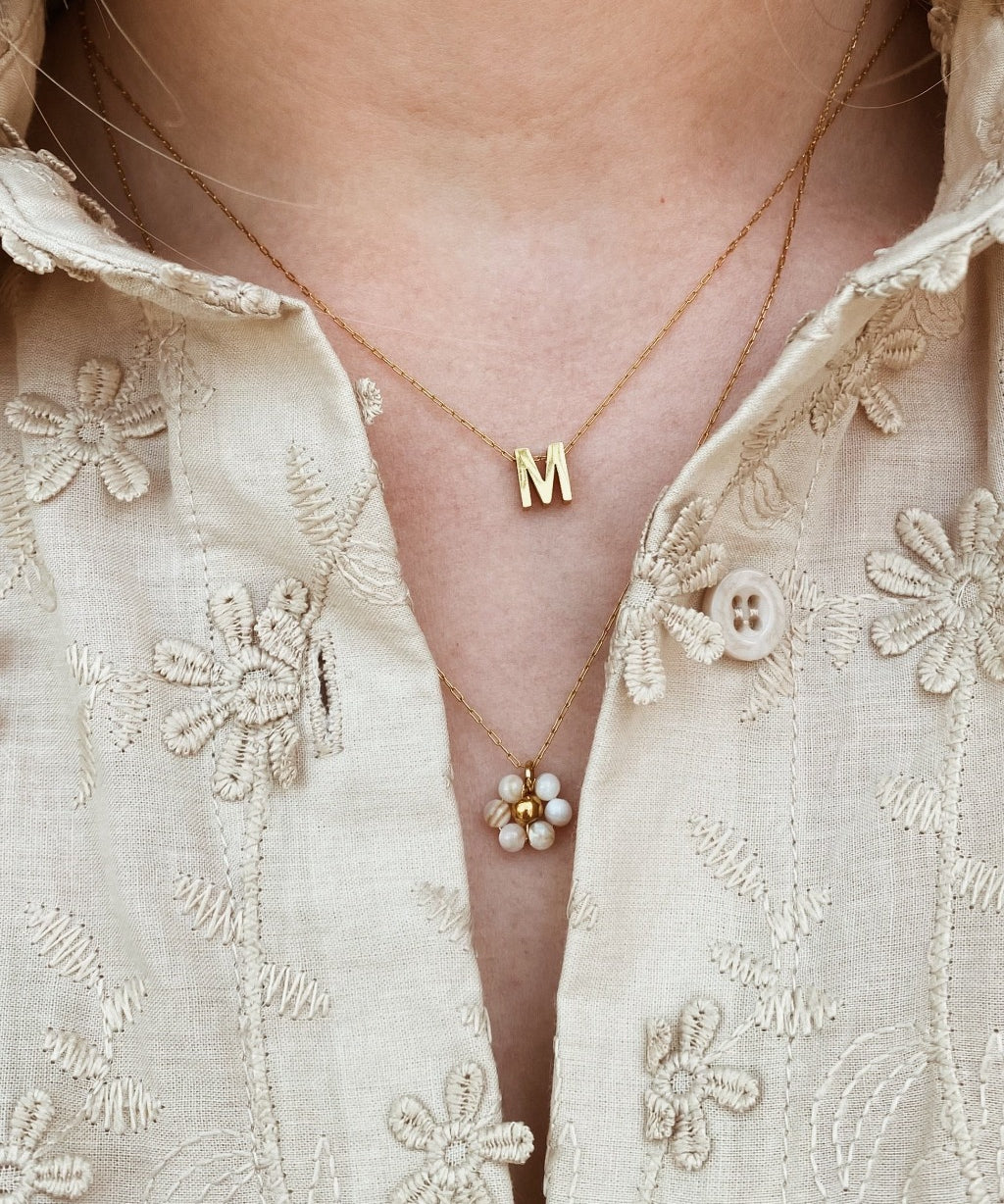 Gouden monogram ketting, Gouden naamketting, Gouden hanger met initialen