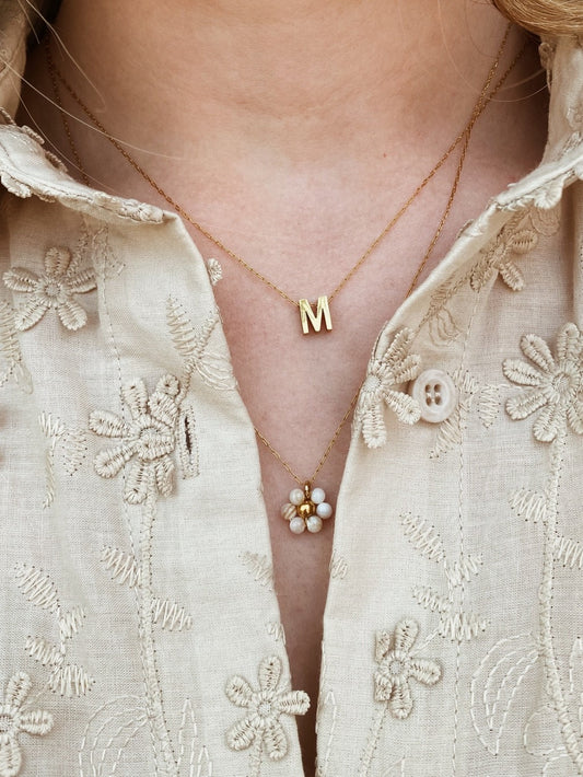 Gouden monogram ketting, Gouden naamketting, Gouden hanger met initialen