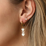 White Heart Earrings