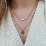 Gouden ketting. Vintage coin ketting. Bedel ketting. Subtiele ketting.