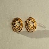 Golden Spiral Stud Earrings