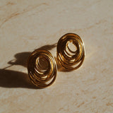 Golden Spiral Stud Earrings