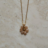 Statement bloem ketting, Bloemblaadjes hanger, Elegante bloemen ketting, Gouden bloem hanger, bloemetjes ketting stainless steel