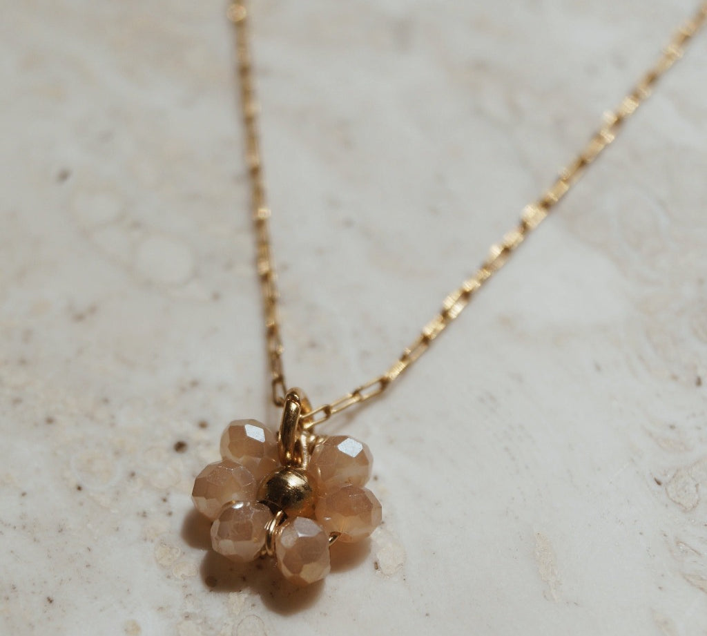 Gouden bloem ketting, Bloemen hanger sieraad, Gouden bloemen collier, Bloemvormige hanger, Delicate bloem ketting, stainless steel ketting