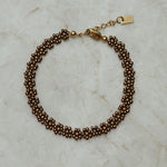 stainless steel bloementjes armband van hoge kwaliteit miyuki rocailles in de kleur bruin.