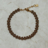 stainless steel bloementjes armband van hoge kwaliteit miyuki rocailles in de kleur bruin.