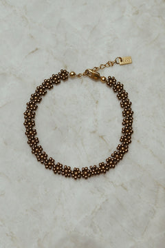 stainless steel bloementjes armband van hoge kwaliteit miyuki rocailles in de kleur bruin.