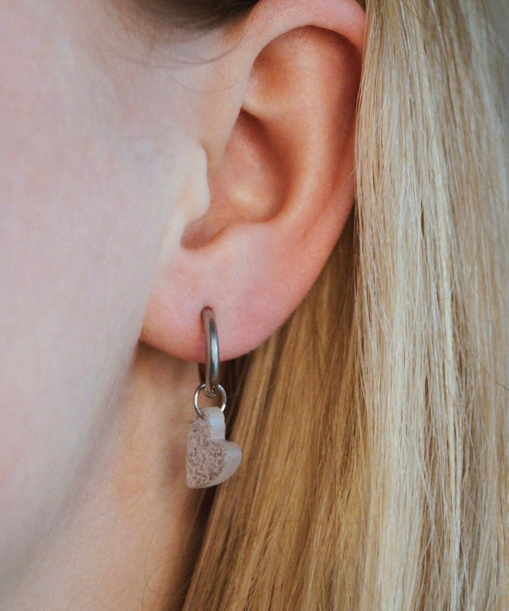 Sparkling Earrings. Stainless steel oorbellen. Hartjes oorbellen. Zilveren oorbellen.