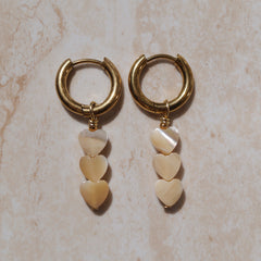 Beige Heart Earrings