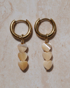 Beige Heart Earrings