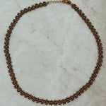 Handgemaakte stainless steel bloementjes ketting van hoge kwaliteit miyuki rocailles in de kleur bruin.