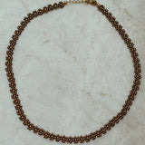 Handgemaakte stainless steel bloementjes ketting van hoge kwaliteit miyuki rocailles in de kleur bruin.