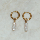 Pearly Gold Earrings. Subtiele oorbellen. Parel oorbellen. Gouden oorbellen. Klassieke oorbellen. 