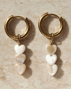 White Heart Earrings