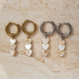 White Heart Earrings