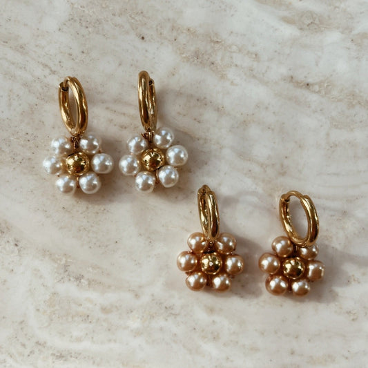 Pearly Flower Earrings