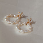Sea Earrings. Zeesterren oorbellen. Zomerse oorbellen. Parel oorbellen. Vakantie oorbellen.